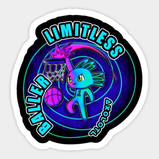 Limitless Baller Slam Dunk Yeet Axolotl Basketball Kids Teens Sports Sticker